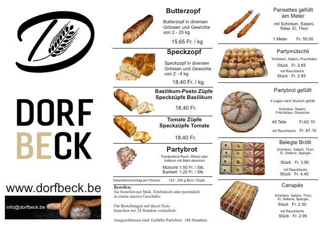 Dorfbeck Produkte-Flyer 2026